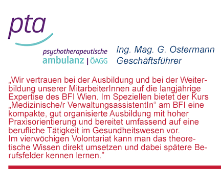 Feedback von Ing. Mag. Ostermann, Geschäftsführer psychotherapeutische Ambulanz | ÖAGG